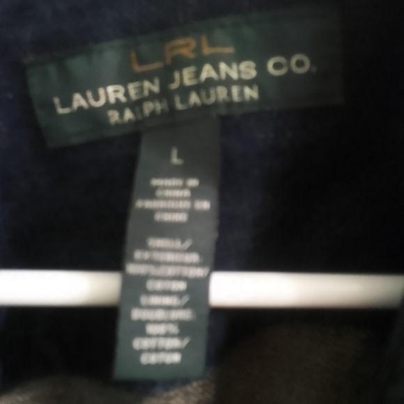 Woman's LRL Lauren Jeans Co. Ralph Lauren Denim Belted Jacket Dark Blue Harbor L - Picture 2 of 12
